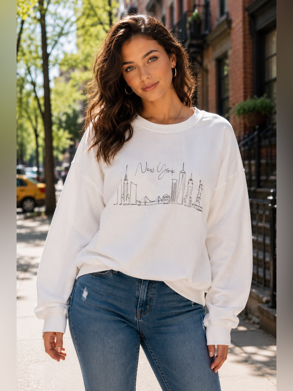 Women’s White Skyline Crew Sweatshirt